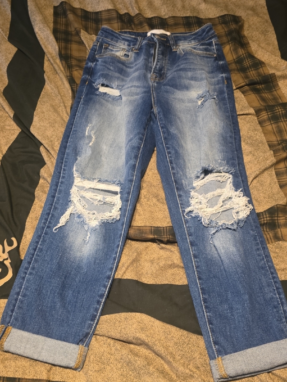 Blue Distressed Women's Jeans - Casual Ripped Straight Leg Brand New Size 25